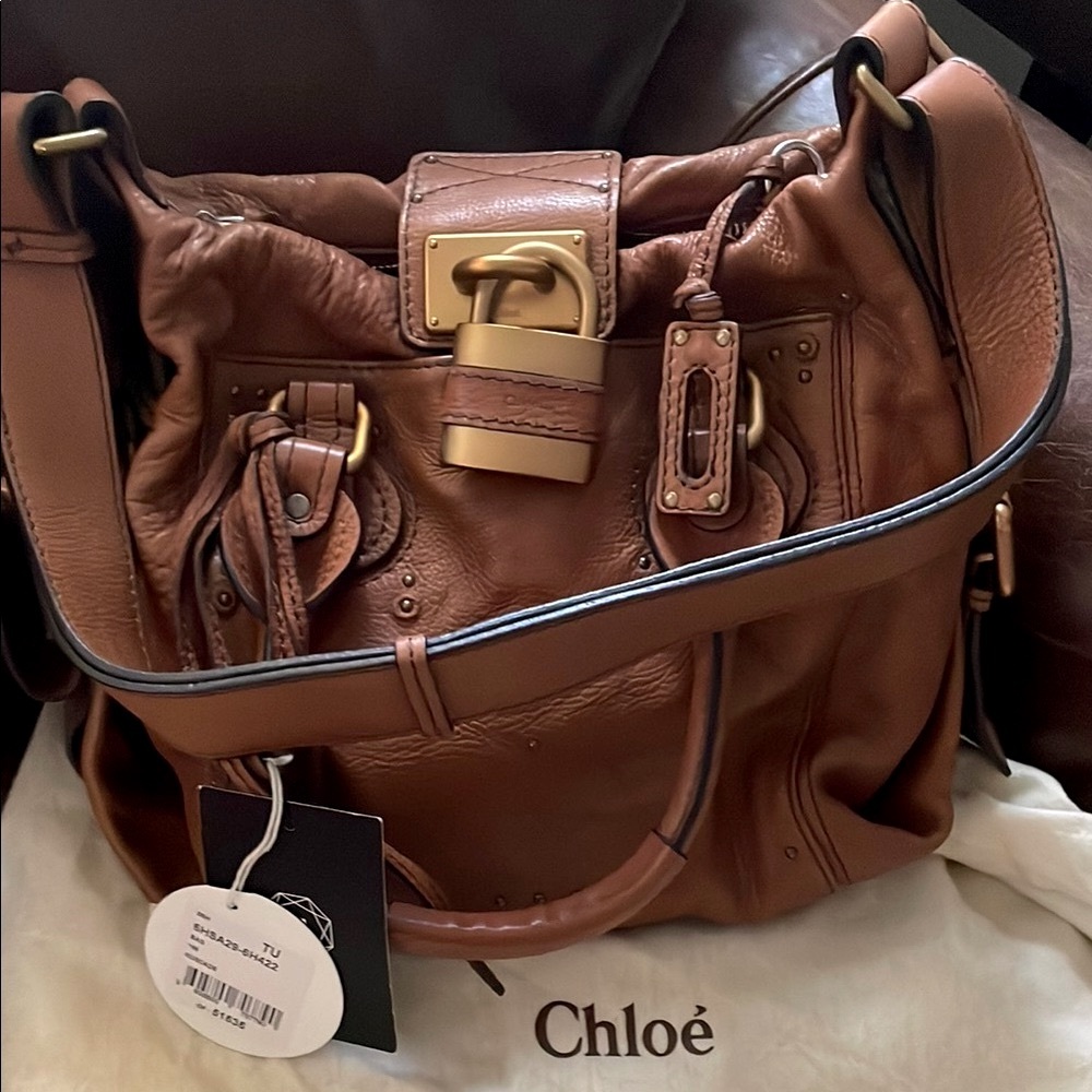 CHLOE ORIGINAL Vintage Y2K Large Paddington Camel Tan Brown Leather Bag NWT! - Picture 9 of 9